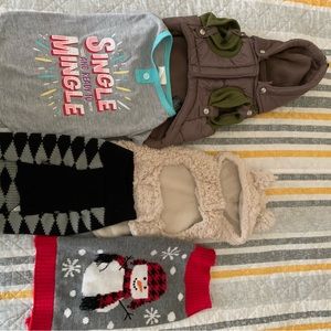 Lot of 6 Dog Sweaters Jackets T-shirts S/M